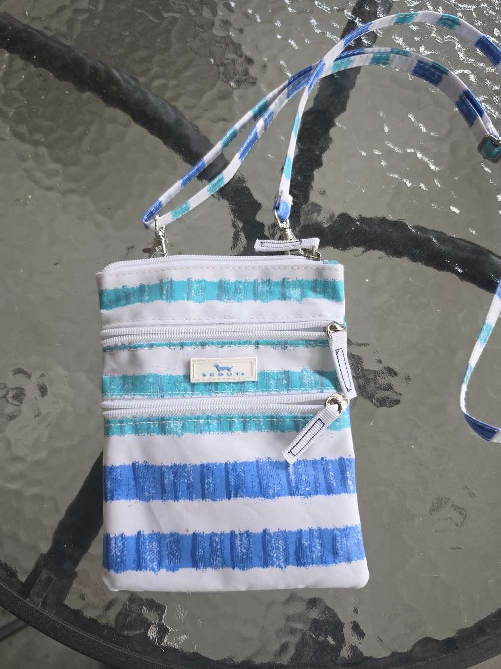 Scout Small Crossbody Bag in Blue & Teal Stripes